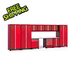 NewAge Garage Cabinets PRO Series 3.0 Red 12-Piece Set with Stainless Steel Tops and LED Lights