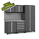 NewAge Products PRO Series Grey 6-Piece Cabinet Set with Stainless Steel Top and Slatwall