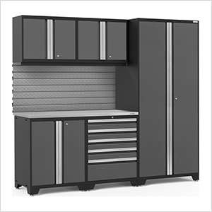 PRO Series Grey 6-Piece Set with Stainless Steel Top and Slatwall