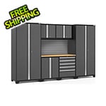 NewAge Garage Cabinets PRO Series Grey 7-Piece Set with Bamboo Top and Slatwall