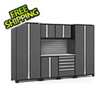 NewAge Garage Cabinets PRO Series Grey 7-Piece Set with Stainless Steel Top and Slatwall