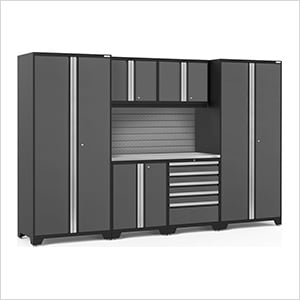 PRO Series Grey 7-Piece Set with Stainless Steel Top and Slatwall