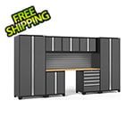 NewAge Garage Cabinets PRO Series 3.0 Grey 8-Piece Set with Bamboo Top and Slatwall
