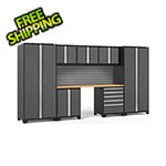 NewAge Products PRO Series Grey 8-Piece Cabinet Set with Bamboo Top and Slatwall