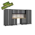 NewAge Garage Cabinets PRO Series Grey 8-Piece Set with Bamboo Top, Slatwall and LED Lights