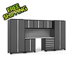 NewAge Garage Cabinets PRO Series 3.0 Grey 8-Piece Set with Stainless Steel Top and Slatwall