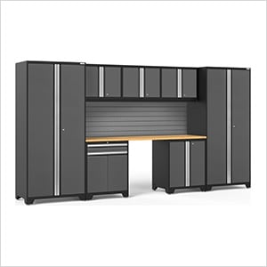 PRO Series 3.0 Grey 8-Piece Set with Bamboo Top and Slatwall