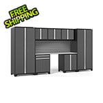 NewAge Garage Cabinets PRO Series Grey 8-Piece Set with Stainless Steel Top and Slatwall