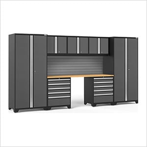 PRO Series Grey 8-Piece Set with Bamboo Top and Slatwall