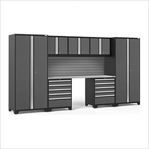 PRO Series Grey 8-Piece Set with Stainless Steel Top and Slatwall