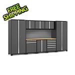 NewAge Products PRO Series Grey 9-Piece Cabinet Set with Bamboo Top and Slatwall