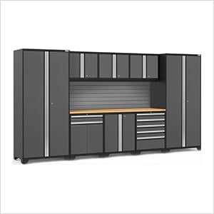 PRO Series Grey 9-Piece Set with Bamboo Top and Slatwall