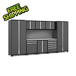 NewAge Products PRO Series Grey 9-Piece Cabinet Set with Stainless Steel Top and Slatwall