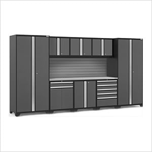 PRO Series Grey 9-Piece Set with Stainless Steel Top and Slatwall