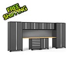 NewAge Garage Cabinets PRO Series 3.0 Grey 10-Piece Set with Bamboo Top and Slatwall