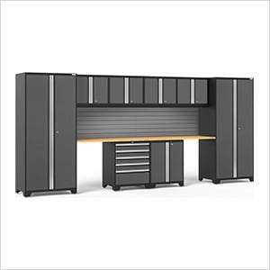 PRO Series Grey 10-Piece Set with Bamboo Top and Slatwall