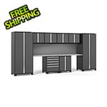 NewAge Garage Cabinets PRO Series Grey 10-Piece Set with Stainless Steel Top and Slatwall