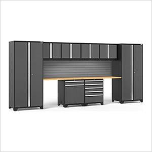 PRO Series Grey 10-Piece Set with Bamboo Top and Slatwall