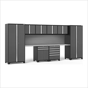 PRO Series Grey 10-Piece Set with Stainless Steel Top and Slatwall