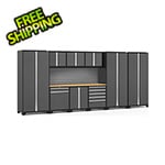 NewAge Products PRO Series Grey 10-Piece Cabinet Set with Bamboo Top and Slatwall