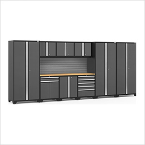 PRO Series Grey 10-Piece Set with Bamboo Top and Slatwall