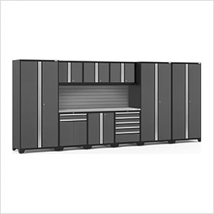 PRO Series Grey 10-Piece Set with Stainless Steel Top and Slatwall