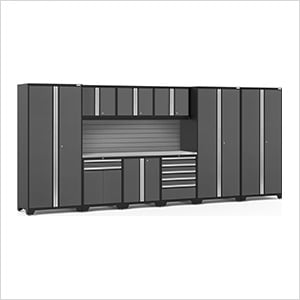 PRO Series Grey 10-Piece Set with Stainless Steel Top and Slatwall
