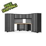 NewAge Garage Cabinets PRO Series Grey 12-Piece Corner Set with Bamboo Tops and Slatwall
