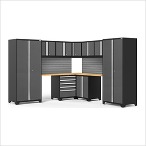 PRO Series Grey 12-Piece Corner Set with Bamboo Tops and Slatwall