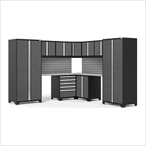 PRO Series Grey 12-Piece Corner Set with Stainless Steel Tops and Slatwall