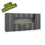 NewAge Products PRO Series Grey 12-Piece Cabinet Set with Bamboo Top and Slatwall