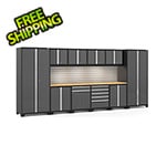 NewAge Garage Cabinets PRO Series Grey 12-Piece Set with Bamboo Top, Slatwall and LED Lights