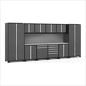 PRO Series Grey 12-Piece Set with Stainless Steel Top and Slatwall