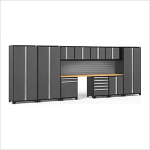 PRO Series Grey 12-Piece Set with Bamboo Tops and Slatwall