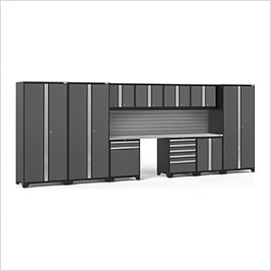 PRO Series Grey 12-Piece Set with Stainless Steel Tops and Slatwall