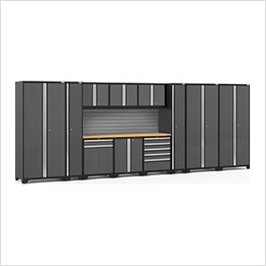 PRO Series Grey 12-Piece Set with Bamboo Top and Slatwall