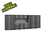 NewAge Garage Cabinets PRO Series Grey 12-Piece Set with Stainless Steel Top and Slatwall