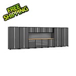 NewAge Garage Cabinets PRO Series Grey 14-Piece Set with Bamboo Tops and Slatwall