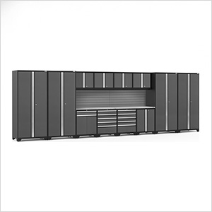 PRO Series Grey 14-Piece Set with Stainless Steel Tops and Slatwall