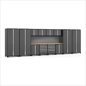 PRO Series Grey 14-Piece Set with Bamboo Top and Slatwall