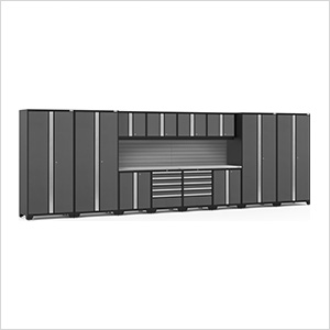 PRO Series Grey 14-Piece Set with Stainless Steel Tops and Slatwall