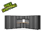 NewAge Products PRO 3.0 Series Grey 16-Piece Corner Cabinet Set with Bamboo Tops and Backsplash