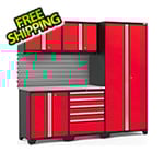 NewAge Garage Cabinets PRO Series 3.0 Red 6-Piece Set with Stainless Steel Top and Slatwall