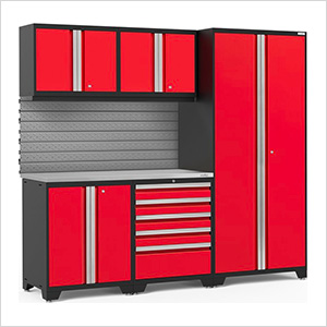 PRO Series 3.0 Red 6-Piece Set with Stainless Steel Top and Slatwall
