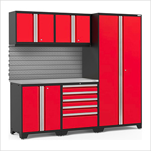 PRO Series Red 6-Piece Set with Stainless Steel Top and Slatwall