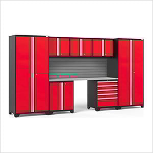 PRO Series 3.0 Red 8-Piece Set with Stainless Steel Top and Slatwall