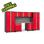 NewAge Garage Cabinets PRO Series 3.0 Red 8-Piece Set with Bamboo Top and Slatwall