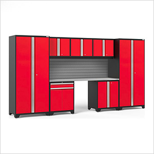 PRO Series 3.0 Red 8-Piece Set with Stainless Steel Top and Slatwall
