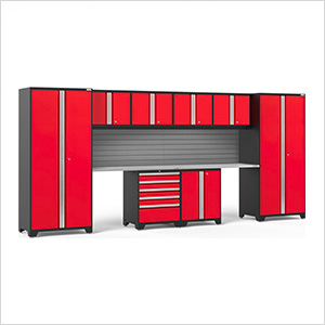 PRO Series 3.0 Red 10-Piece Set with Stainless Steel Top and Slatwall