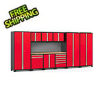 NewAge Garage Cabinets PRO Series Red 10-Piece Set with Bamboo Top and Slatwall